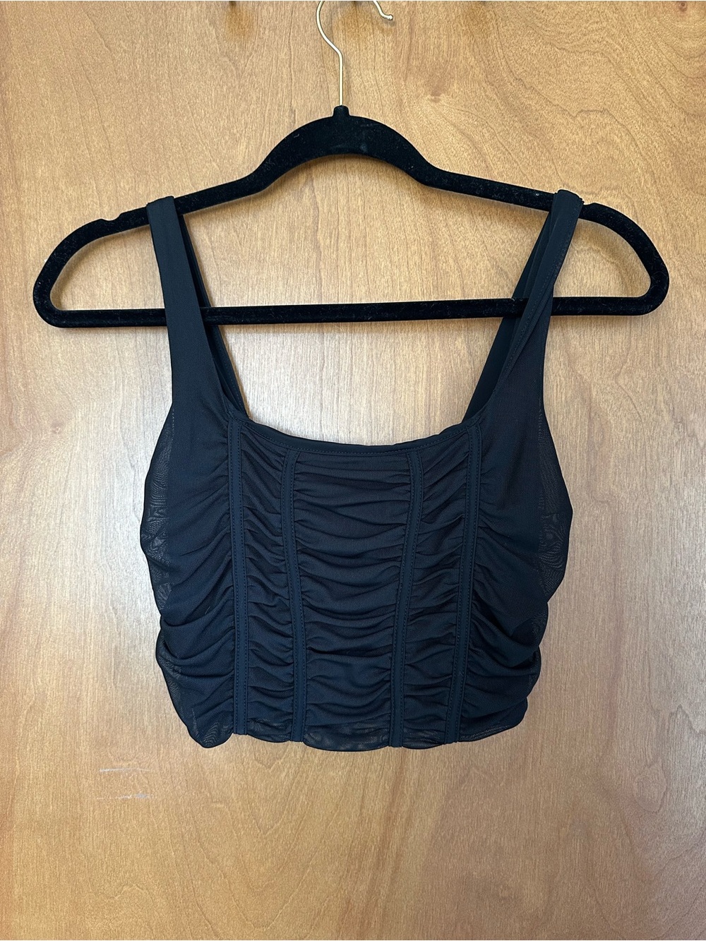 Elodie Black Ruched Crop Tank